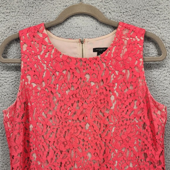 Ann Taylor Coral Lace Sleeveless Zipper Back Top Women's Size 8 - Picture 7 of 12